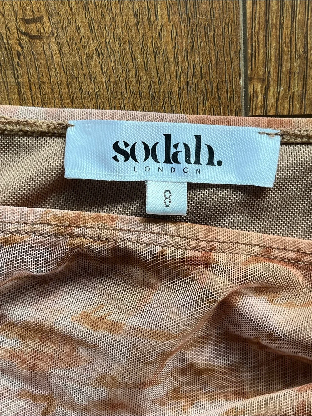 Sodas London Sheer Strapless Scarf Top in Rust and Peach Tones